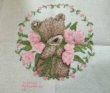 Cross stitch square for Poppy's quilt