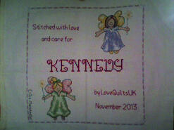 Cross stitch square for Kennedy J's quilt