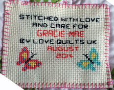 Cross stitch square for Gracie-Mae F's quilt