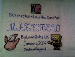 Cross stitch square for Matthew E's quilt