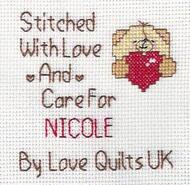 Cross stitch square for Nicole S's quilt