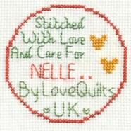 Cross stitch square for Nelle F's quilt