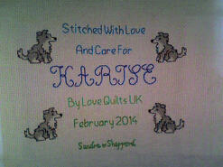 Cross stitch square for Karise S's quilt