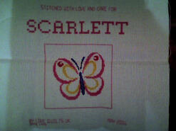 Cross stitch square for Scarlett B's quilt