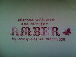 Cross stitch square for Amber J's quilt