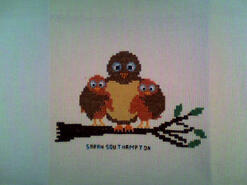 Cross stitch square for Kia M's quilt