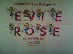 Cross stitch square for Evie-Rose's quilt