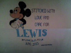 Cross stitch square for Lewis M's quilt