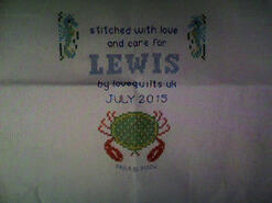 Cross stitch square for Lewis C 2's quilt