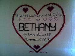 Cross stitch square for Bethany C's quilt