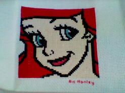 Cross stitch square for Kia M's quilt