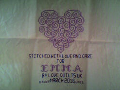 Cross stitch square for Emma L's quilt