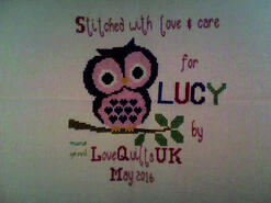 Cross stitch square for Lucy R's quilt