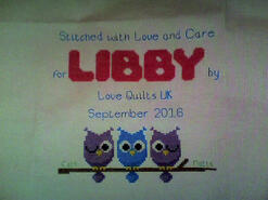 Cross stitch square for Libby C's quilt