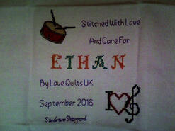 Cross stitch square for Ethan C's quilt