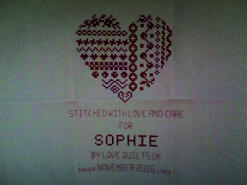 Cross stitch square for Sophie M's quilt