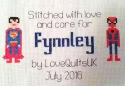 Cross stitch square for Fynnley R's quilt