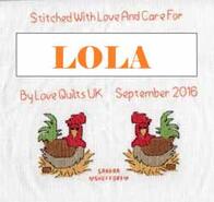 Cross stitch square for Lola's quilt