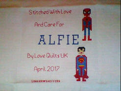 Cross stitch square for Alfie D's quilt