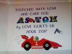 Cross stitch square for Aston B's quilt