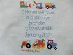 Cross stitch square for Brandon's quilt