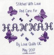 Cross stitch square for Hannah W's quilt