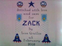 Cross stitch square for Zack L's quilt