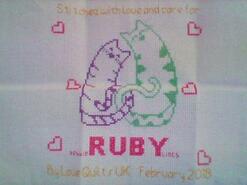 Cross stitch square for Ruby M's quilt