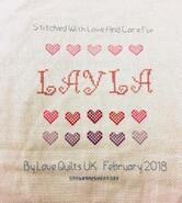 Cross stitch square for Layla M's quilt