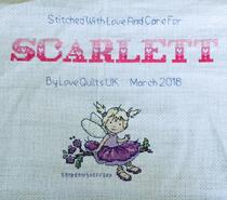 Cross stitch square for Scarlett L's quilt