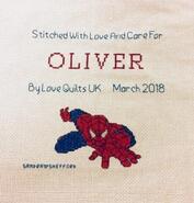 Cross stitch square for Oliver J's quilt