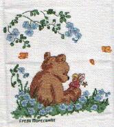 Cross stitch square for Forget-Me-Not Quilt's quilt