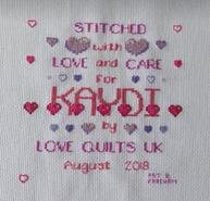 Cross stitch square for Kaydi P's quilt