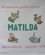 Cross stitch square for Matilda J's quilt