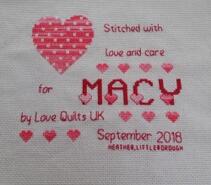 Cross stitch square for Macy H's quilt