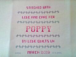 Cross stitch square for Poppy W's quilt