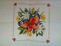 Cross stitch square for Poppy W's quilt