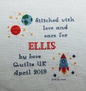 Cross stitch square for Ellis G's quilt