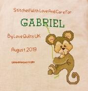 Cross stitch square for Gabriel's quilt