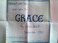 Cross stitch square for Grace G's quilt