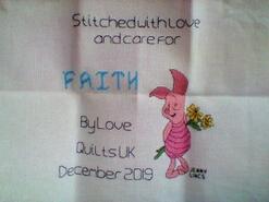 Cross stitch square for Faith F's quilt