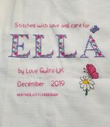 Cross stitch square for Ella M's quilt