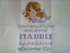 Cross stitch square for Maddie G's quilt