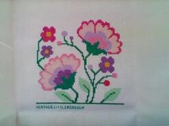 Cross stitch square for Evelyn K's quilt