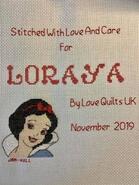 Cross stitch square for Loraya H's quilt