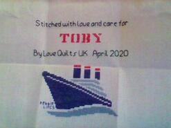 Cross stitch square for Toby D's quilt