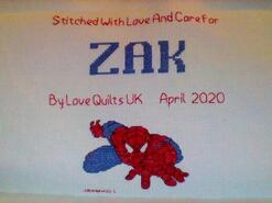 Cross stitch square for Zak Y's quilt