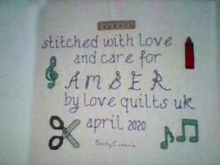 Cross stitch square for Amber P's quilt