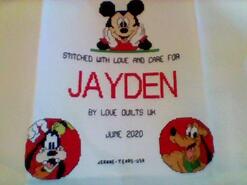 Cross stitch square for Jayden A's quilt