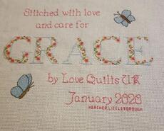 Cross stitch square for Grace's quilt